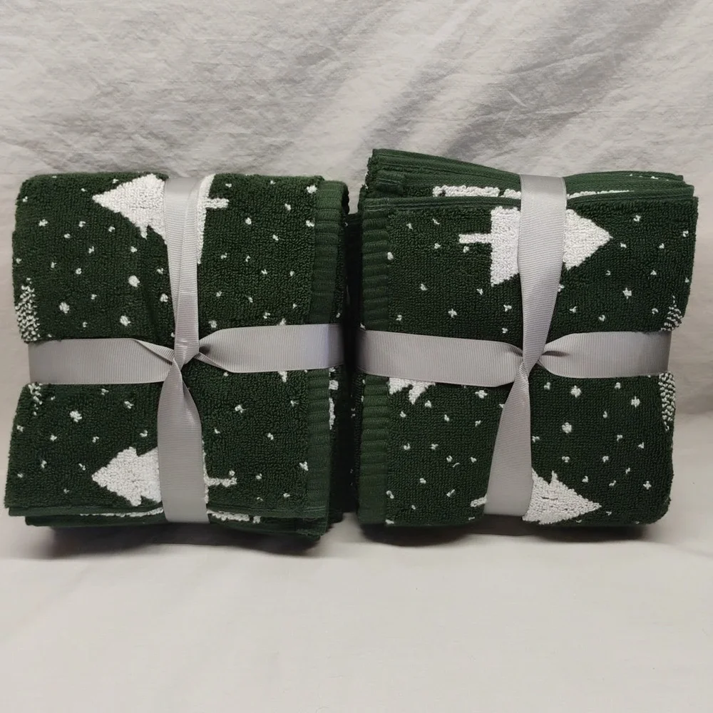 Better Homes & Gardens‎ Signature Soft Holiday Decor 4ct Hand Towel Wintery Tree